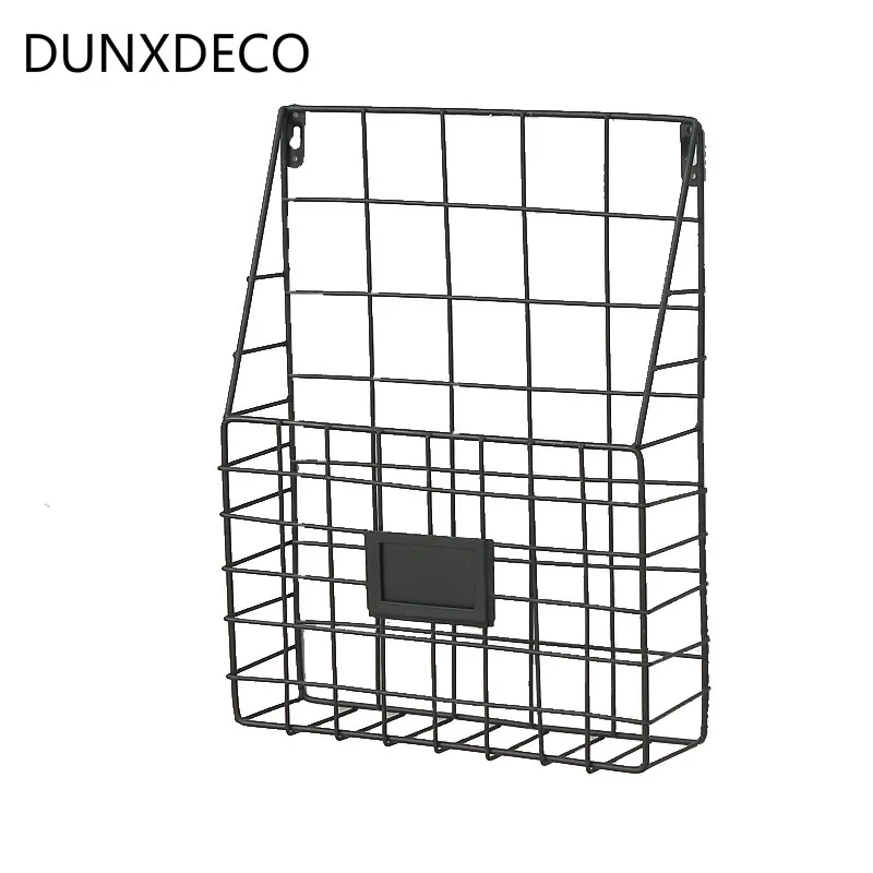 DUNXDECO настенная полка для домашнего офиса железная корзина держатель журнала