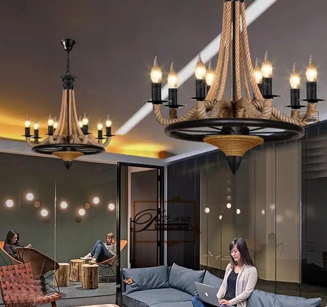 Американский Железный художественный промышленный подвесной светильник в стиле