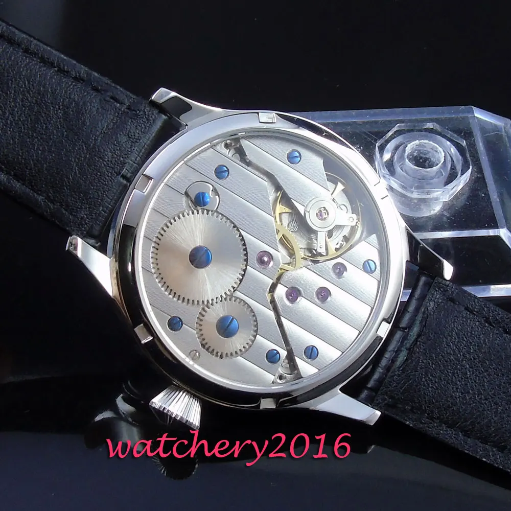 Мужские наручные часы стерильные с черным циферблатом и кожаным ремешком 17