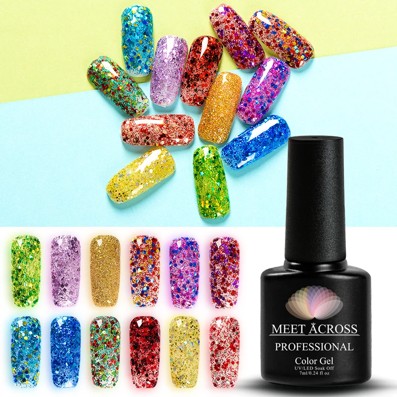 3 бутылки/набор 7 мл Лак для ногтей Радужный мерцающий дизайн замачиваемый УФ