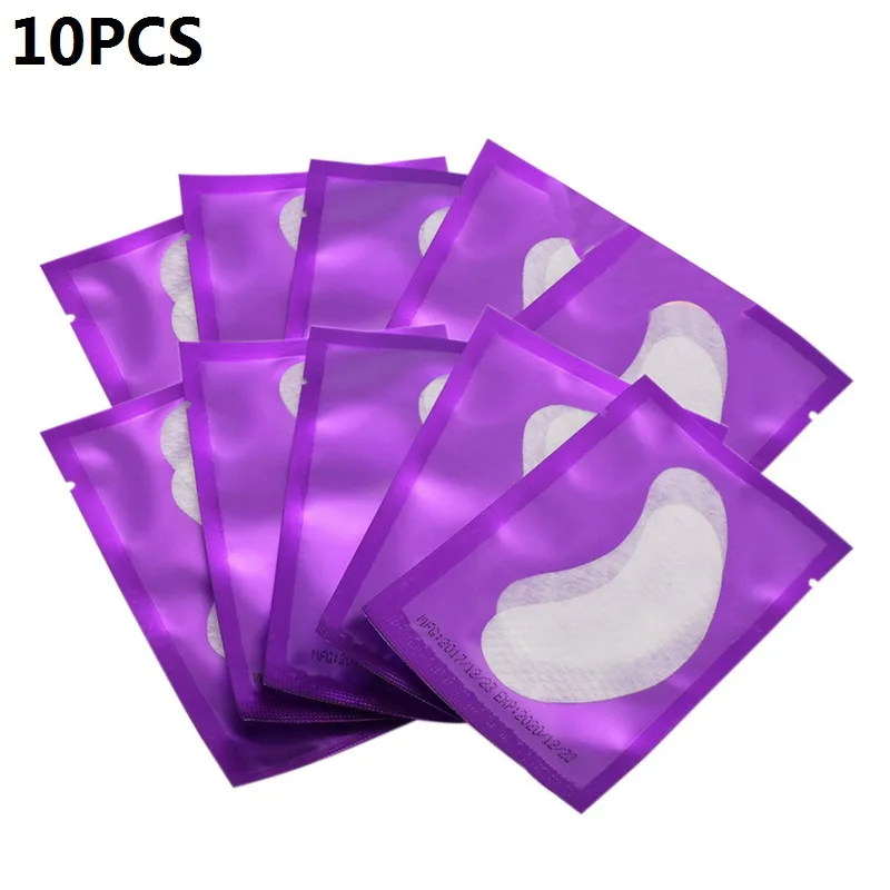 10PCS Purple 2/10/50 шт насадка для ресниц расширений гель без ворса ресницы для наращивания Eyepads маска гидрогель Eyepads повязка на глаза для наращивания ресниц - Цвет: 10PCS Purple
