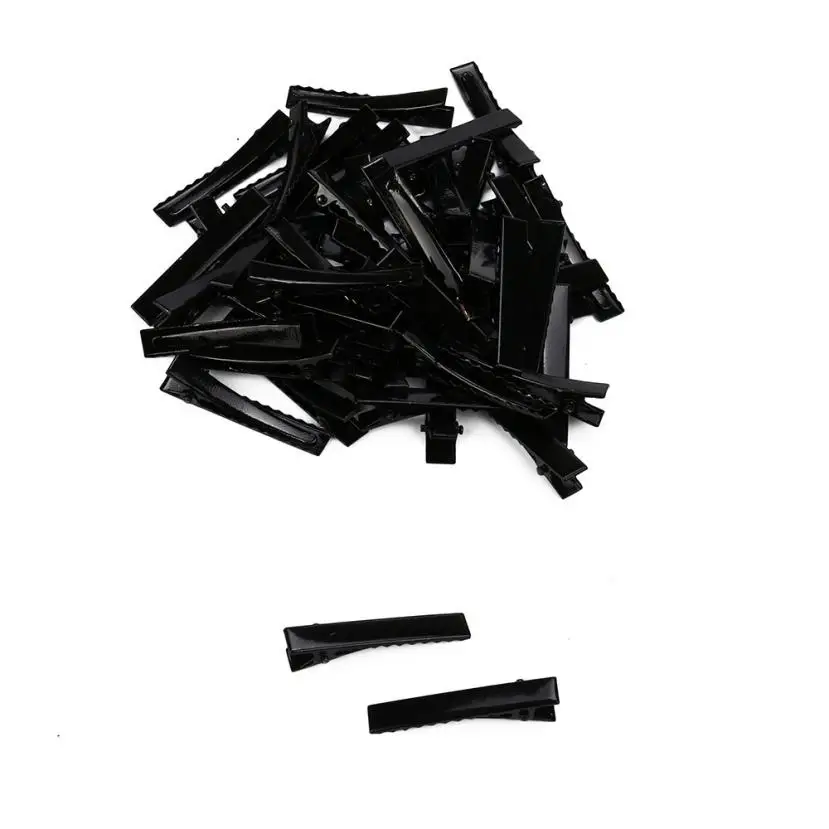 50PCS 6 Sizes Black Hair Clips Small Medium Lot Silver Crocodile Alligator Bow Blank 2U928 | Красота и здоровье