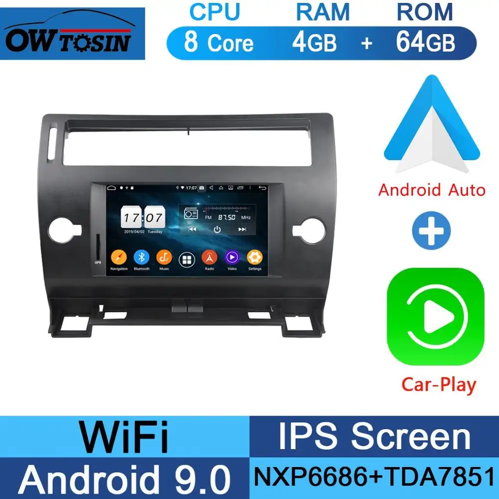 " ips 8Core 4G+ 64G Android 9,0 Автомобильный DVD Радио gps для Citroen C4 Quatre Триумф 2004 2005 2006 2007 2008 2009-2012 DSP CarPlay - Цвет: 64G CarPlay Android