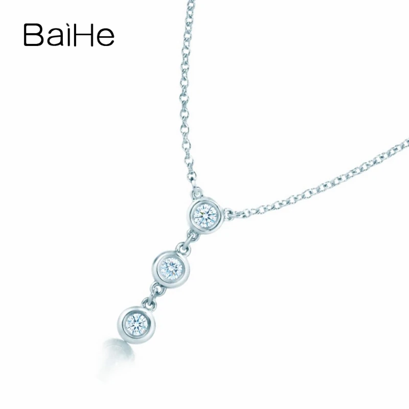 BAIHE однотонные 18K розовое золото 0.24CT природные Бриллианты Женские подарок на