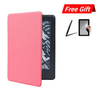 Розовый Ультра тонкий умный кожаный чехол-футляр на магните для Amazon Kindle Paperwhite 10. поколение защитный чехол+ ручка+ пленка A20 - Цвет: Розовый