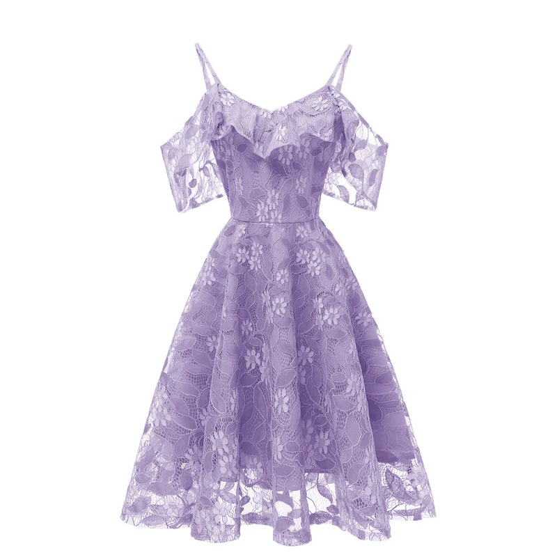 Lace Spaghetti Strap Women Dress 2019 New Slim Big Swing Solid color Party Club Dresses Summer off shoulder short Sundress | Женская