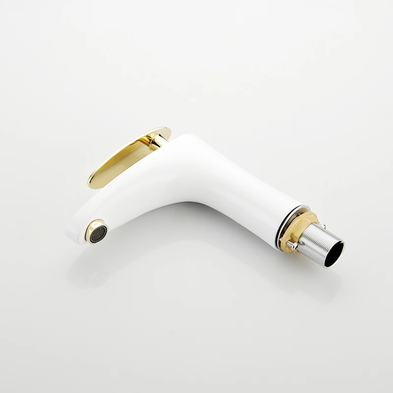 Смеситель для раковины Fapully хромированный золотистый и белый кран с роскошной