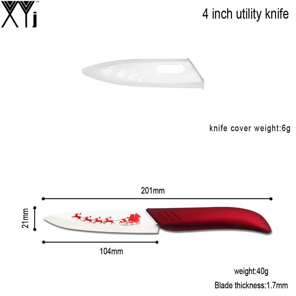 XYJ Brand Handmade Cooking Tools Christmas Gift Set 3&quot4&quot Deer Pattern Ceramic Knives Red Handle Kitchen Knife + Peeler | Дом и сад