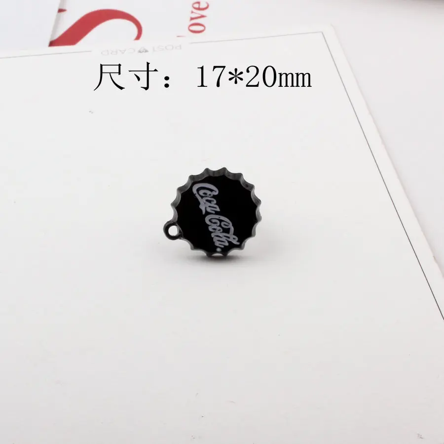 Black 10 шт, модные карамельные цвета, краска, подвеска, крышка бутылки колы и слово, цинковый сплав, очаровательные ювелирные изделия, аксессуары для рукоделия, серьги, браслет - Окраска металла: Black