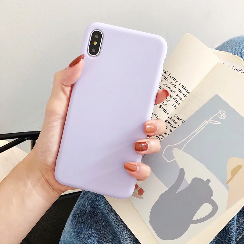 Lavender SANGOLD сплошной цвет силиконовый чехол s для iphone XR X XS Max 6 6S 7 8 Plus милый карамельный цвет мягкий простой модный чехол для телефона - Цвет: Lavender