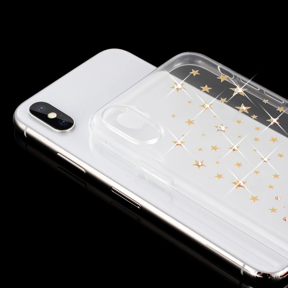 KINGXBAR чехол для iPhone X ювелирное крышка блеск кристаллами от Swarovski мягкий со