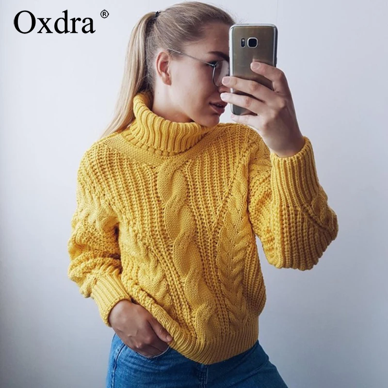 Женские свитера с высоким воротом Oxdra повседневные свободные трикотажные