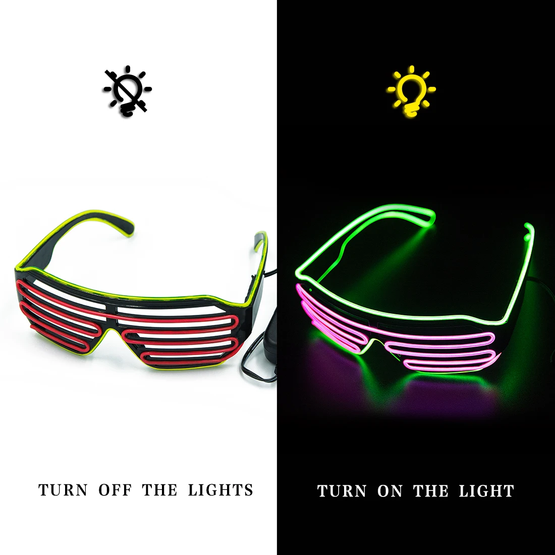 Green and pink Светящееся Стекло es светодиодный Gafas светящийся Bril Neon рождественское свечение солнцезащитное стекло es мигающий светильник для вечерние принадлежности реквизит костюмы Новинка - Цвет: Green and pink