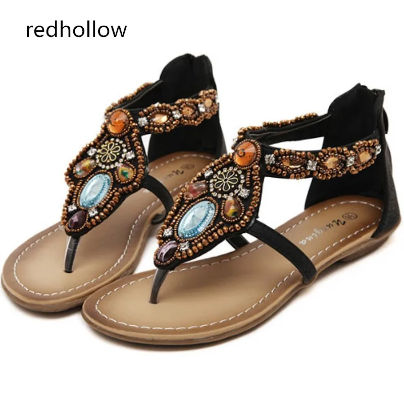 Женская обувь 2019 Летняя сандалии на плоской подошве в богемном стиле ручной