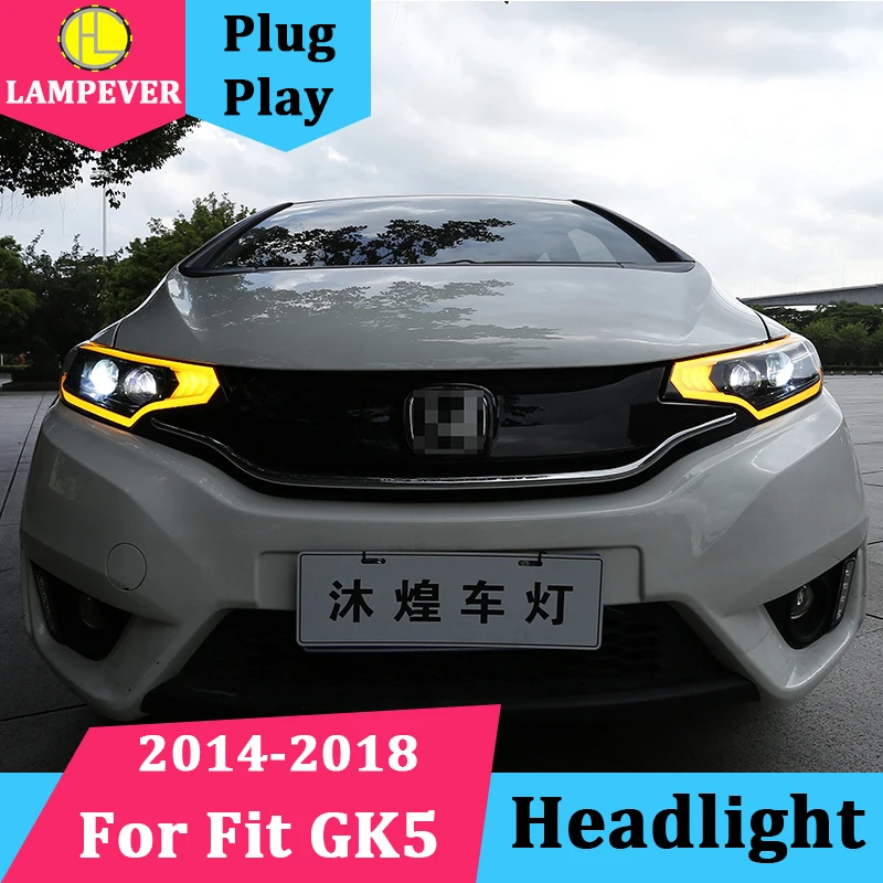 Стайлинг автомобиля для Honda фара модели 2014 2018 Fit GK5 светодиодный объектив фар с