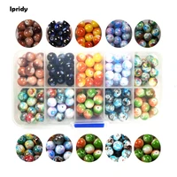 ipridy 1boxlot jade natural quartz crystal 8mm smooth round glass beadsspray painted water color