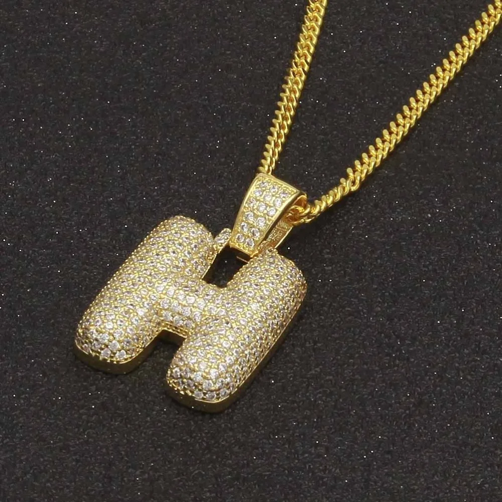 Хип-хоп Кубинский Цепочка A-Z с именем под заказ Bling CZ ожерелье надписью Charm для