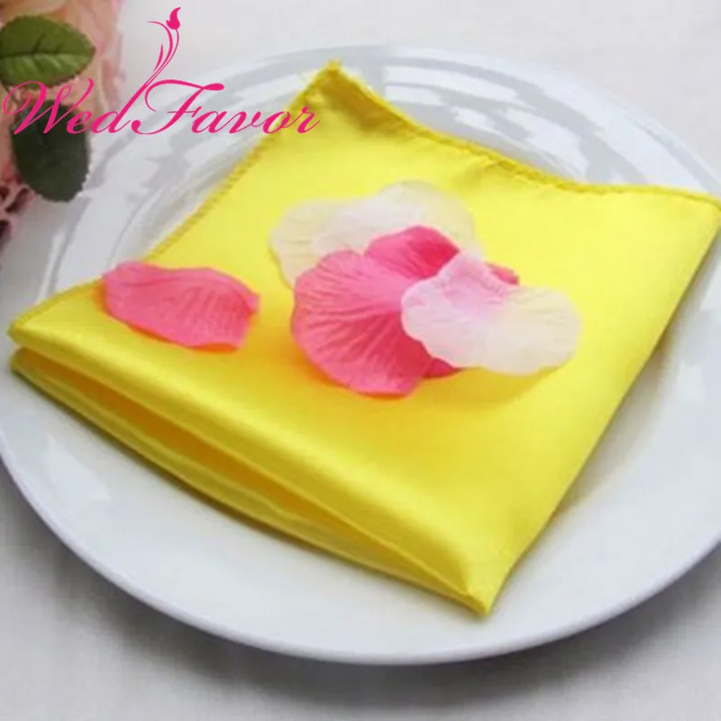 Yellow 100 шт. размером 45*45 см атлас стол салфетки для торжеств вечернее салфетки, носовых платков для Hotel событие Свадебные украшения - Цвет: Yellow