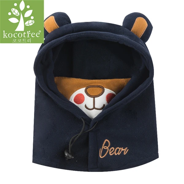 Kocotree/зимняя теплая шапка для мальчиков и девочек, детская шапка Skullies Beanie с милым персонажем в масках, шапка с капюшоном для детей от 1 до 10 лет - Цвет: Bear