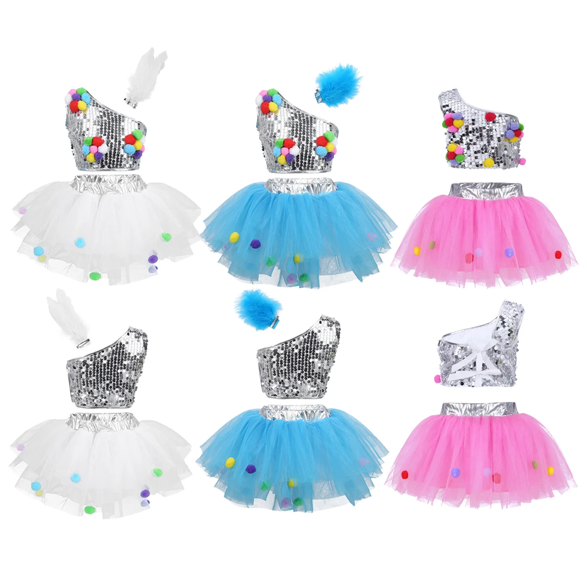 IIXPIN платье для джазовых танцев девочек одежда на одно плечо короткий топ с