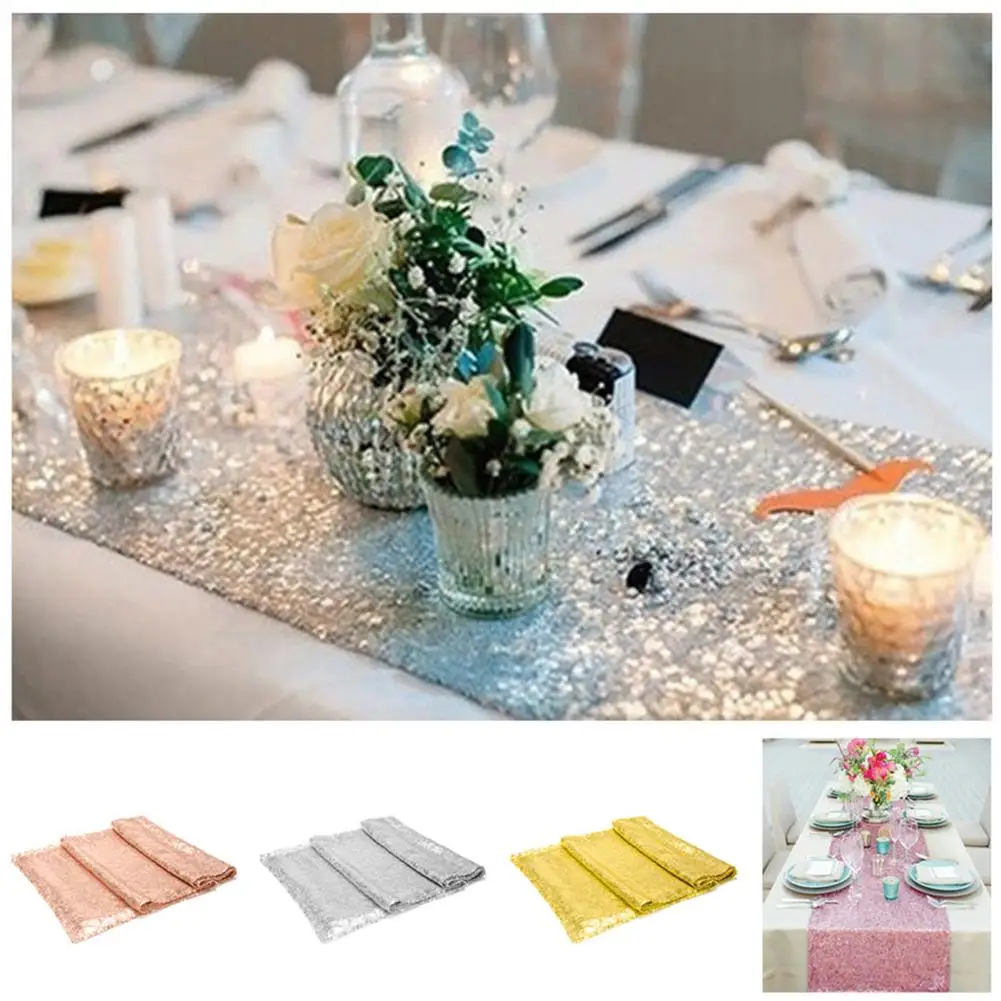 Сплошной цвет высокой плотности блёстки настольная дорожка для свадебной