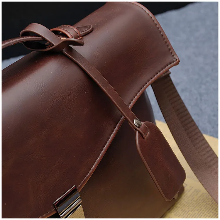 Brand Casual Men Briefcase Men Messenger Bags Business Vintage Crazy Horse Leather Shoulder Bag Male Laptop Bags for Men