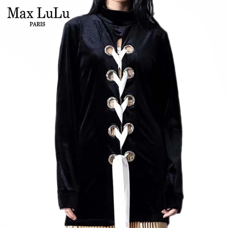 Осенняя модная Корейская пикантная одежда Max LuLu женские бархатные топы футболки