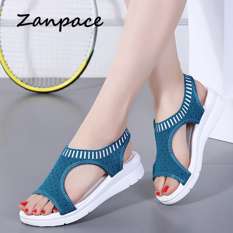 Женские босоножки с открытым носком летние дышащие черные сандалии на платформе