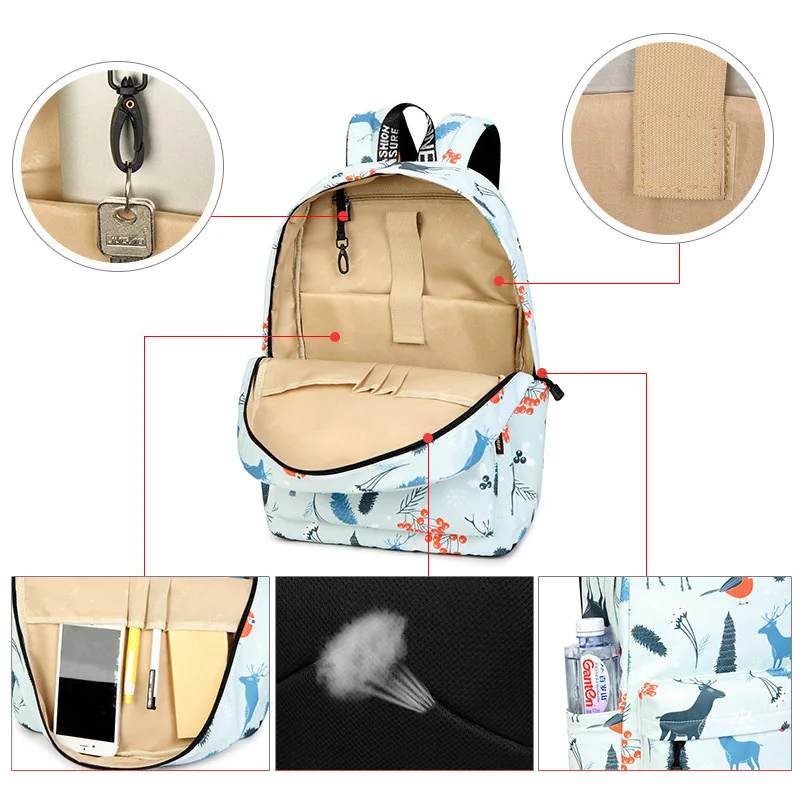 Милый модный рюкзак 2019 школьный с рисунком свежего оленя для девочек подростков