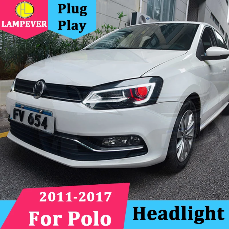 Автомобильная головная лампа для VW Polo СВЕТОДИОДНЫЙ Фонарь 2011 2018 новые фары DRL H7 D2H