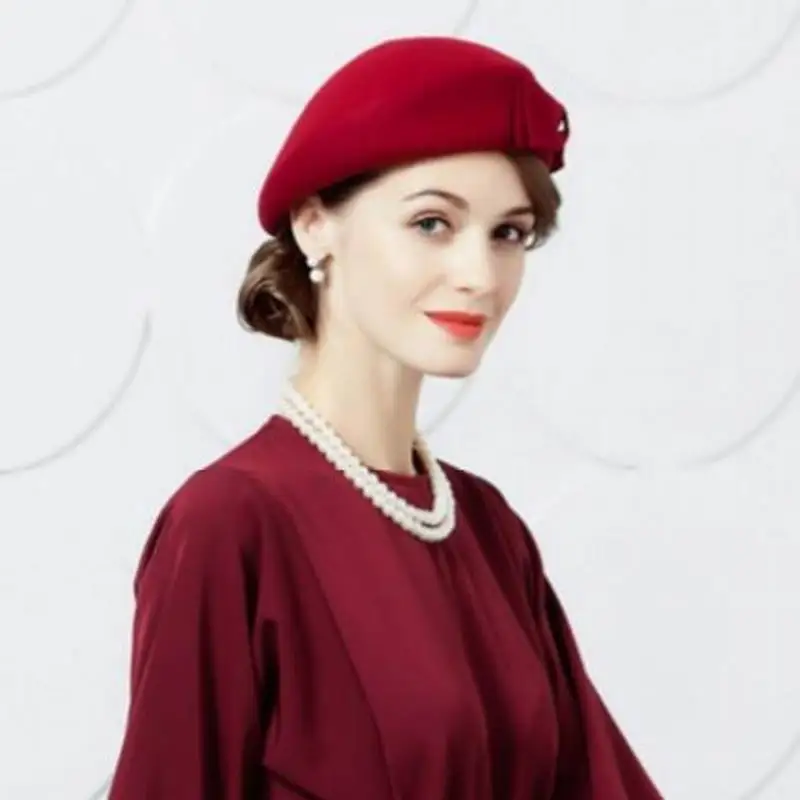 Женская шерстяная шапка Fedoras винтажная Маленькая шляпка из 100% шерсти в