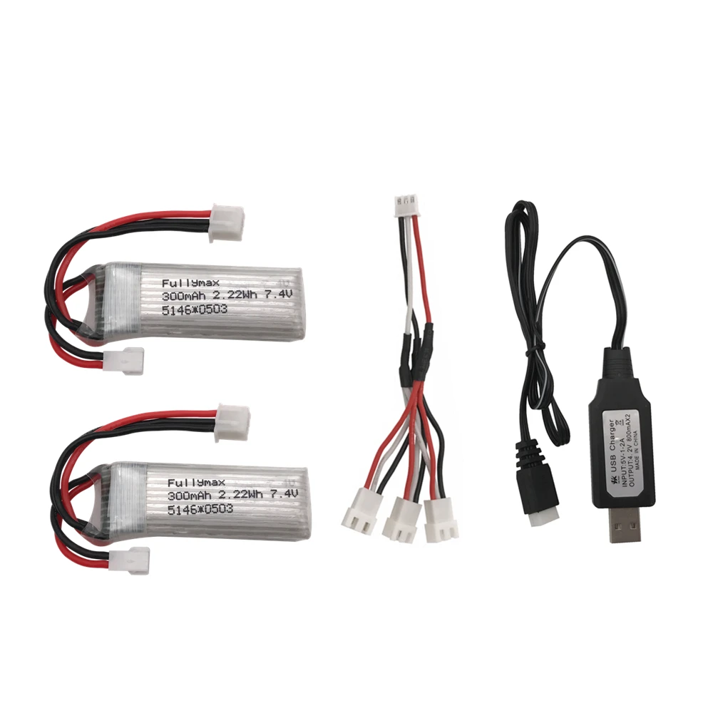 3 шт. 7,4 в 300 мАч LiPo батарея и 3 в 1 зарядный кабель для RC WLtoys F959 RC Квадрокоптер Дрон вертолет части игрушек - Цвет: Цвет: желтый