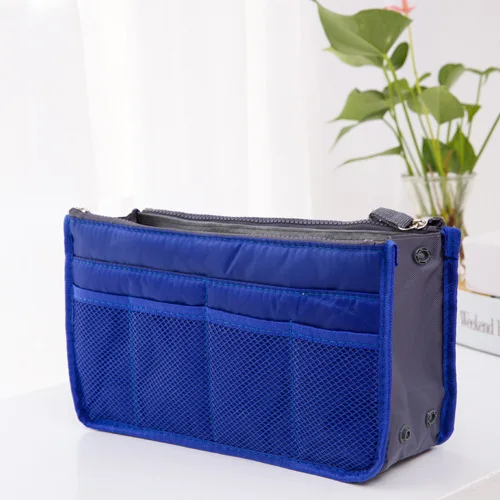 Royal blue Женская косметичка, органайзер, сумка, двойная молния, косметичка, портативная, многофункциональная, для путешествий, с карманами, сумочка - Цвет: Royal blue