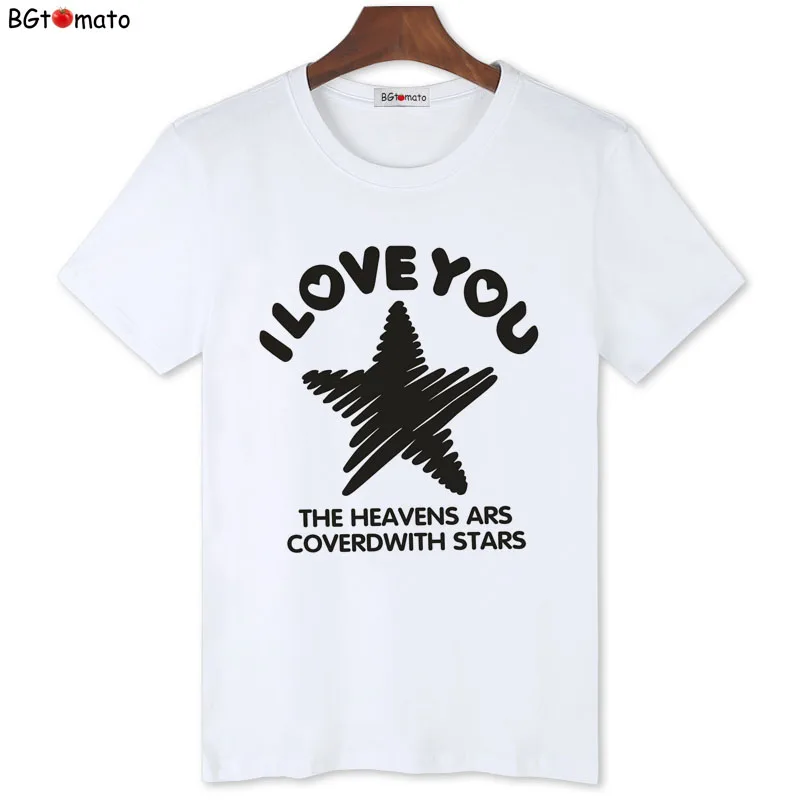 

BGtomato I love you tshirt new fashion lovers t-shirt men comfortable casual tee shirt homme harajuku white t shirt