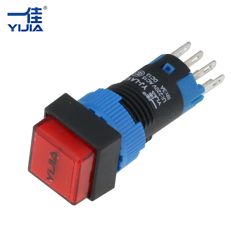 Мини Серебряный контакт 12 мм Мгновенный квадрат с подсветкой светодиодный