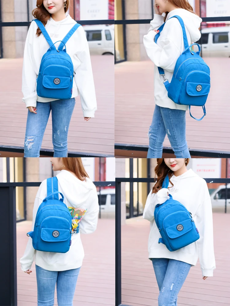 Модный маленький женский рюкзак mochila feminina, Одноцветный нейлоновый светильник для женщин