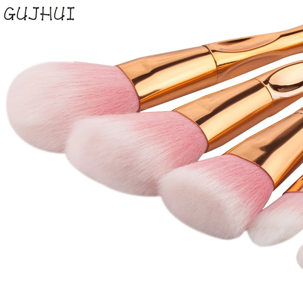 GUJHUI розовая Золотая Кисть для макияжа высокое качество 8 шт. макияж основа бровей