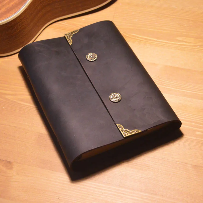 Crazy horse brown Кожаная записная книжка B6 с первым слоем из воловьей кожи с отрывными листами блокнот ручной работы в винтажном стиле; для путешествий журнал 2 отверстия линии и чистый лист бумаги - Цвет: Crazy horse brown