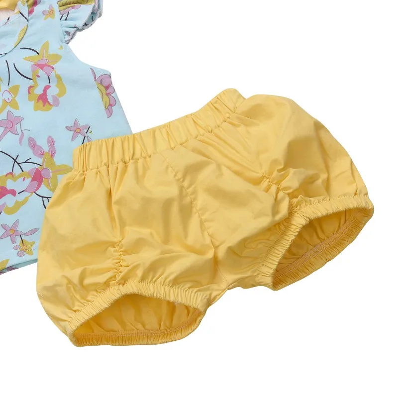 Летняя одежда для новорожденных девочек топ на бретелях с цветочным рисунком +