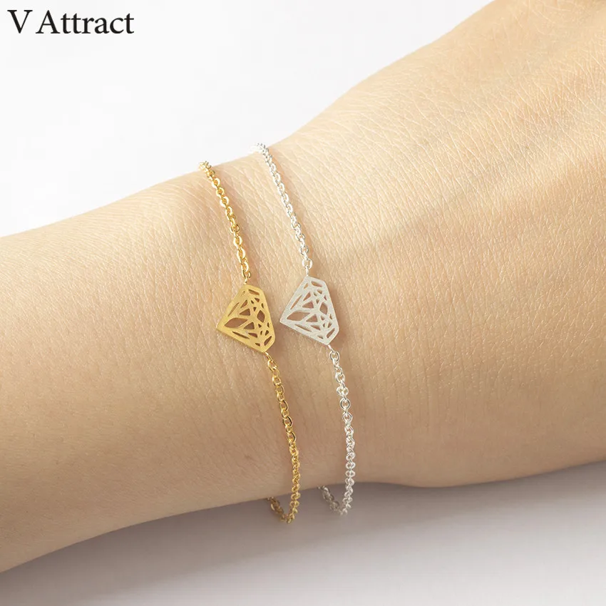 V привлечь 2017 ручной работы Нержавеющая сталь геометрический браслет Для женщин