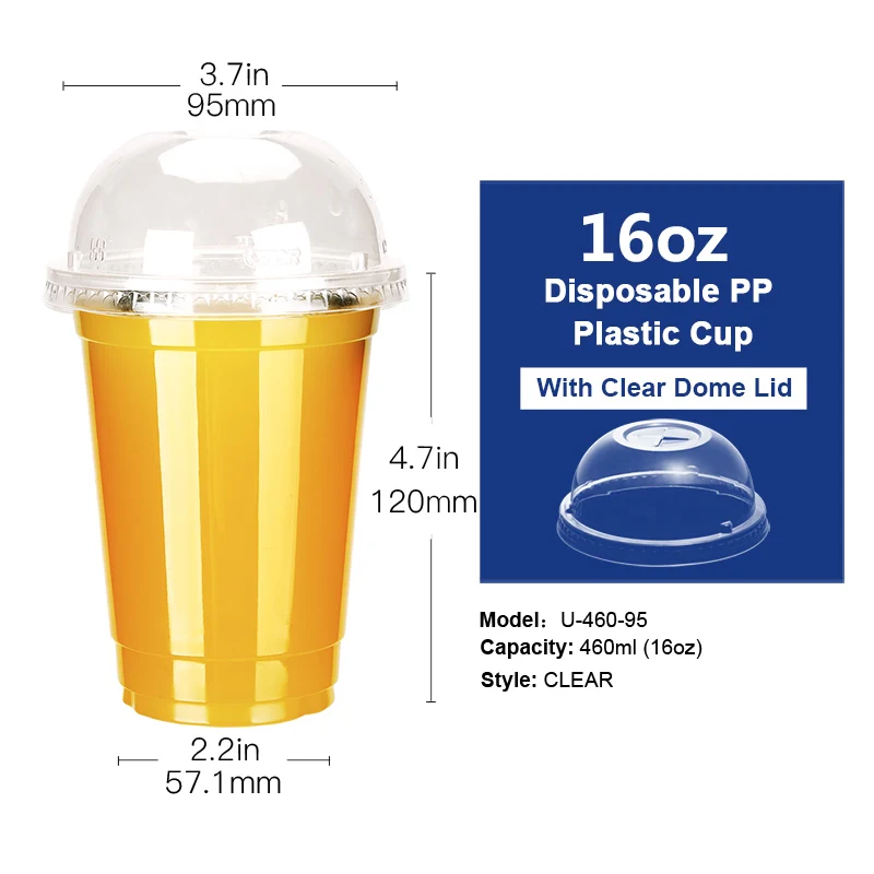 460ml(16oz)Dome Lid 50 шт 12 унций 16 унций одноразовые пластиковые стаканчики с плоскими или купольными крышками для сока кофе молочного чая вечерние свадебные принадлежности - Цвет: 460ml(16oz)Dome Lid