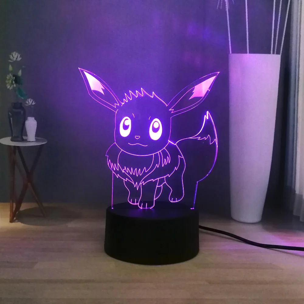 3D светодиодный ночник с покемоном, Милый Пикачу, сказочные эльфы, USB переключатель, разноцветный прикроватный светильник, декоративный детский праздничный подарок, Прямая поставка