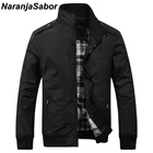 Мужская повседневная куртка NaranjaSabor, однотонная приталенная куртка в стиле милитари, Брендовая верхняя одежда 4XL, весна-осень