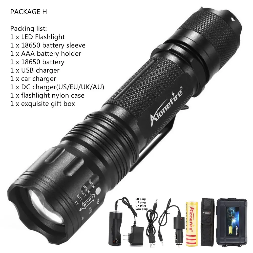 PACKAGE H AloneFire TK105 высокомощный светодиодный фонарик XP-L V6 масштабируемый водонепроницаемый рабочий патруль ручной фонарь туристический походный альпинистский фонарь - Испускаемый цвет: PACKAGE H