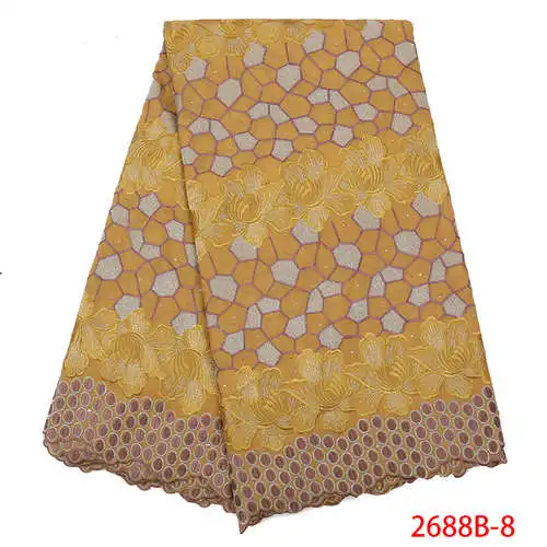 picture 8 Nigerian Cotton Lace Fabric High Quality Swiss Lace In Switzerland African Fabric Lace With Stones Lace Material XY2688B-1 - Color: picture 8