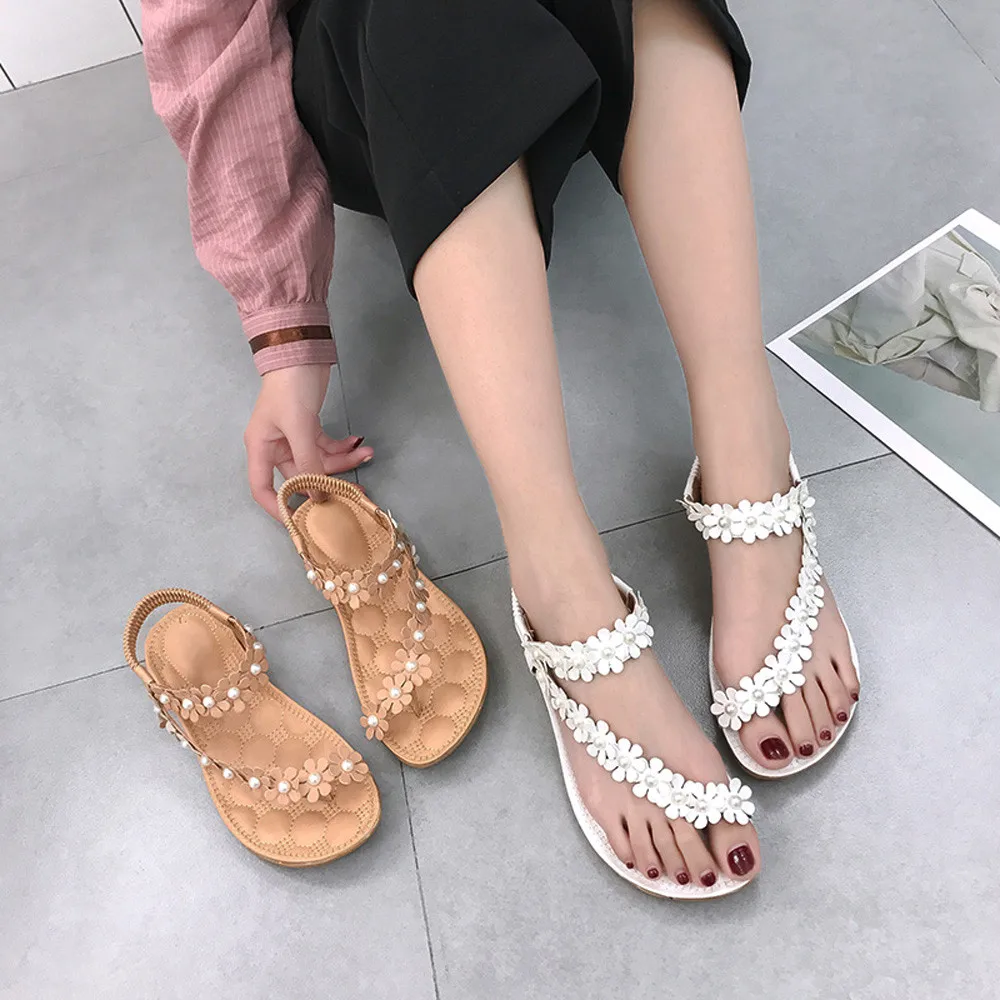 Сандалии женские на плоской подошве повседневные шлепанцы пляжная обувь в