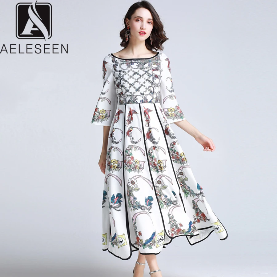 Женское асимметричное платье AELESEEN длинное в богемном стиле с расклешенными