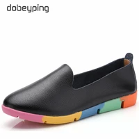 dobeyping new autumn women shoes genuine leather shoes woman slip on female flats pointed toe ladies loafers large size 35 44