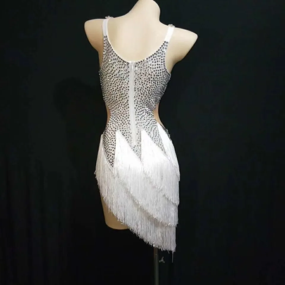 Женское платье с одной ручкой и бахромой из страз костюмы для латиноамериканских