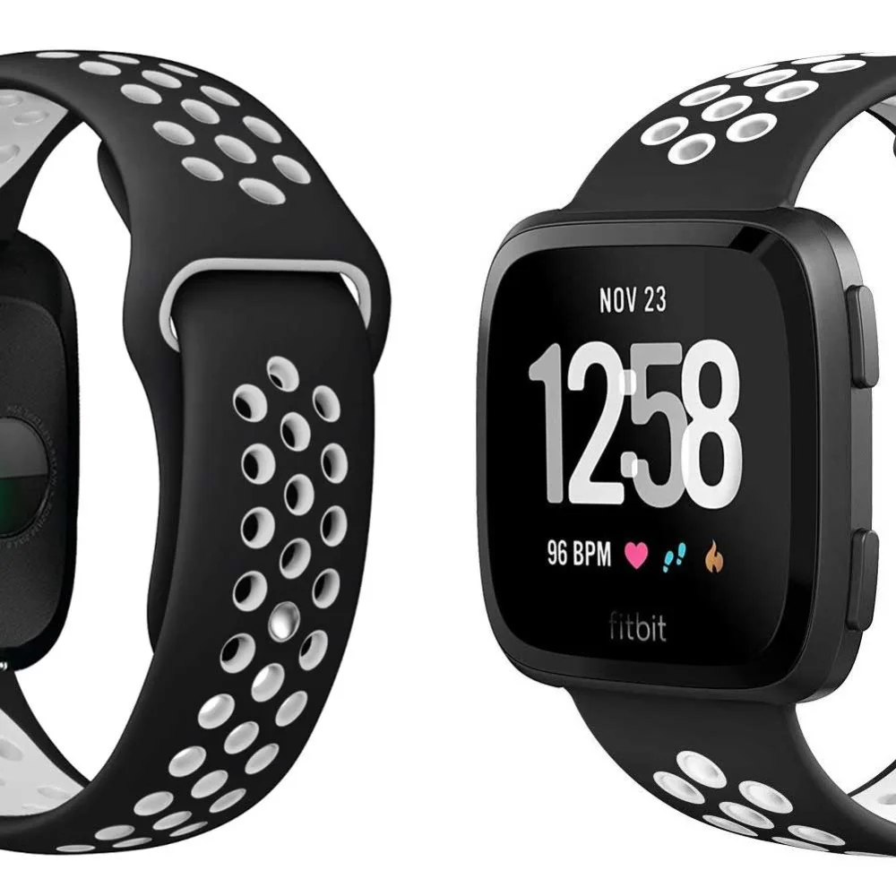Дышащий двухцветный ремешок для часов Fitbit Versa Smart Watch силиконовый регулируемый